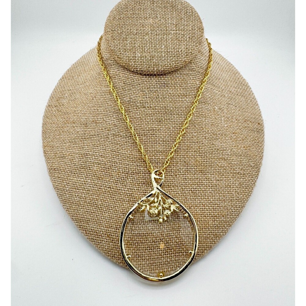 Gold-Tone Crystal Teardrop Pendant Necklace